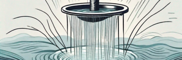 A water well with a hairbrush and strands of hair floating in the water
